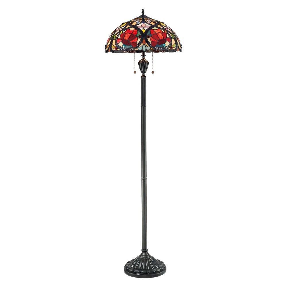 elstead belle stojaca lampa tiffany s farebnym sklom tienidlo klasicky farebne osvetlenie spalna cierna bronz predsien vstup osvetlenie vysoke osvetlenie obyvacia izba pohovka.jpg